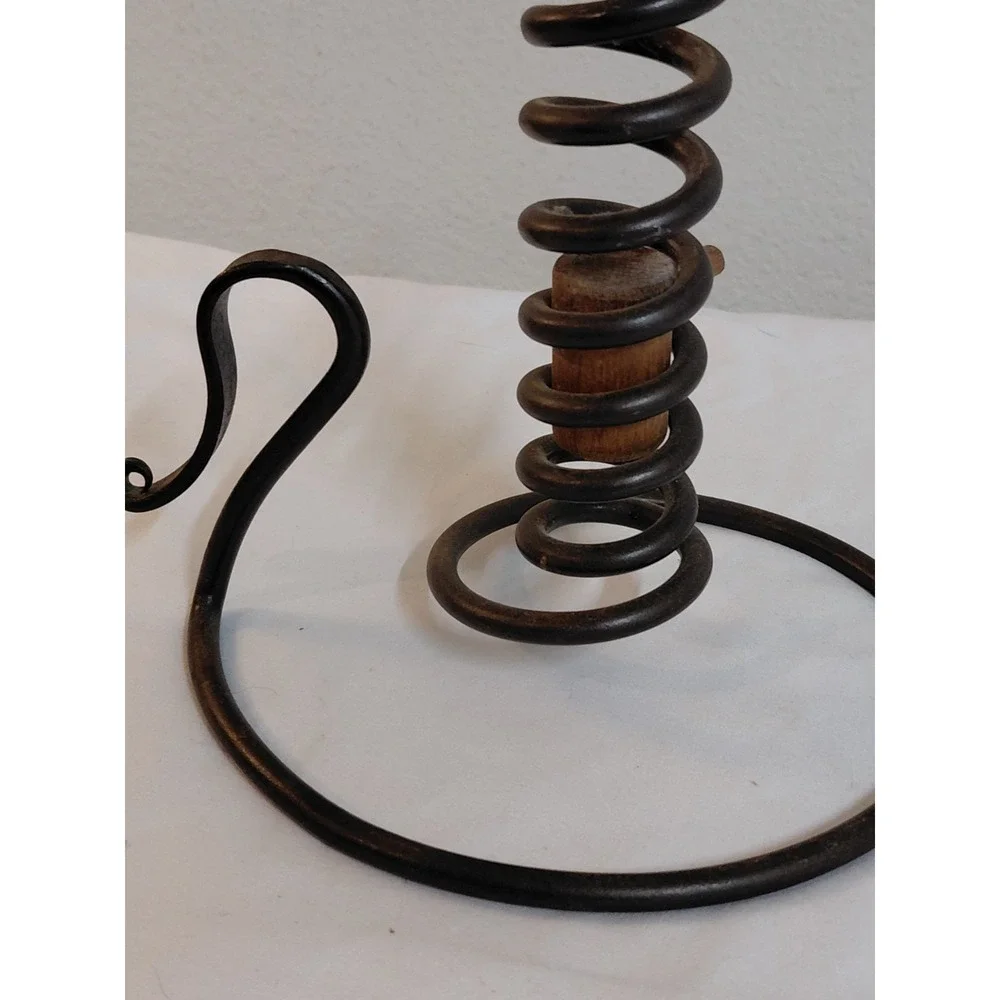 Vintage Wrought Iron Courting Candle Holder Spiral Coil Adjustable Candlestick